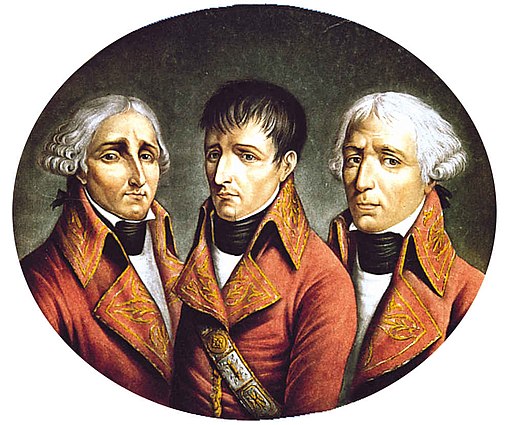 Peinture qui montre les consuls Cambacérès, Napoléon Bonaparte et Joseph Sieyès